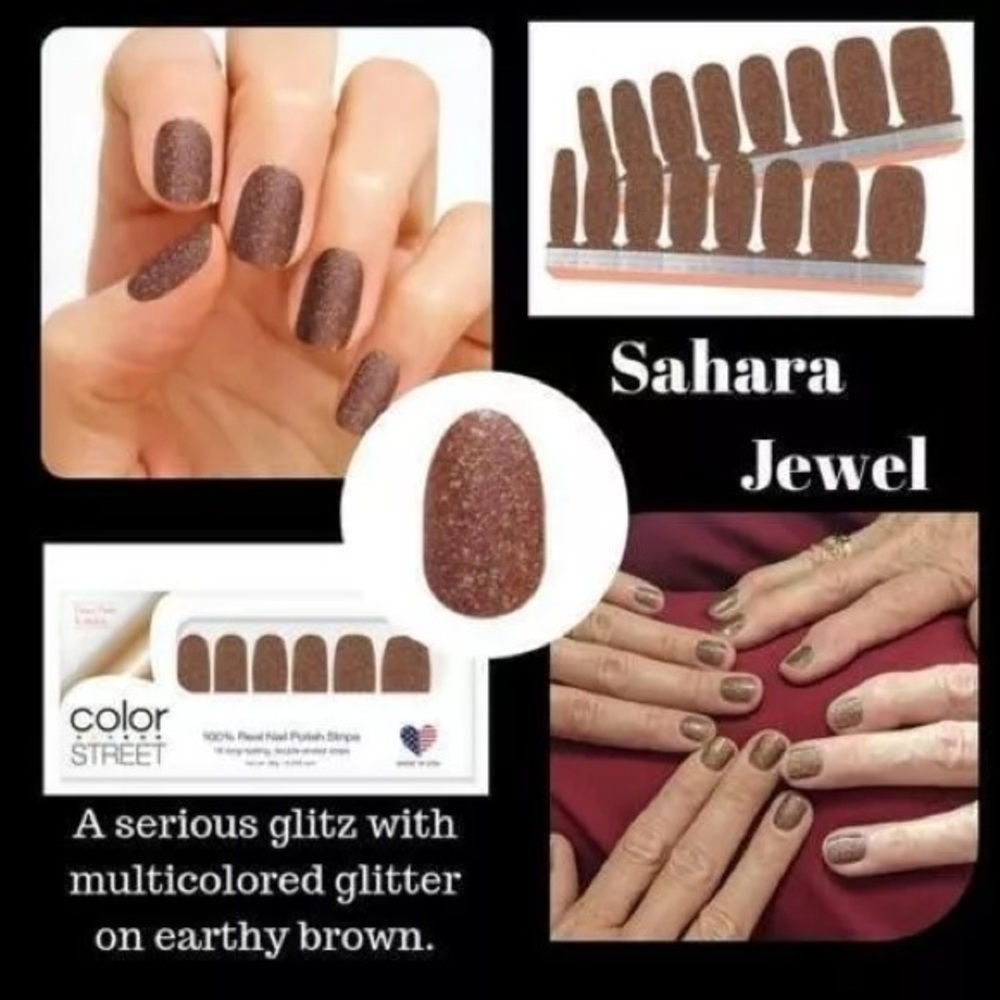 Color Street SAHARA JEWEL Brown & Copper Glitter Nail Strips Set - Picture 5 of 8